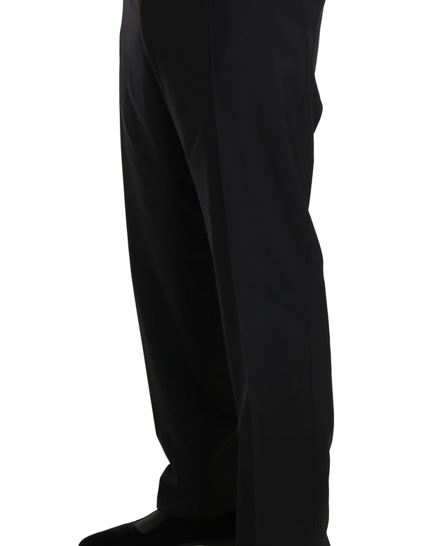Black Wool Stretch Formal Trousers