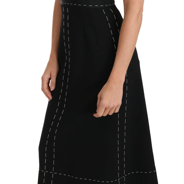 Elegant Black Sheath Wool Dress