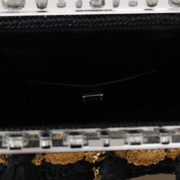 Black Tassel Gold Baroque Crystal Evening Clutch