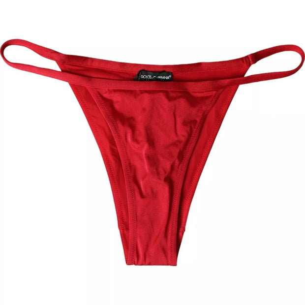 Red Nylon Stretch Beachwear Swimwear Bottom Bikini