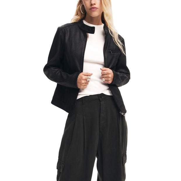 Black Polyester Jackets & Coat