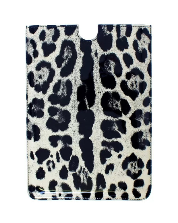 White Leopard Pattern Leather eBook Cover Tablet Case
