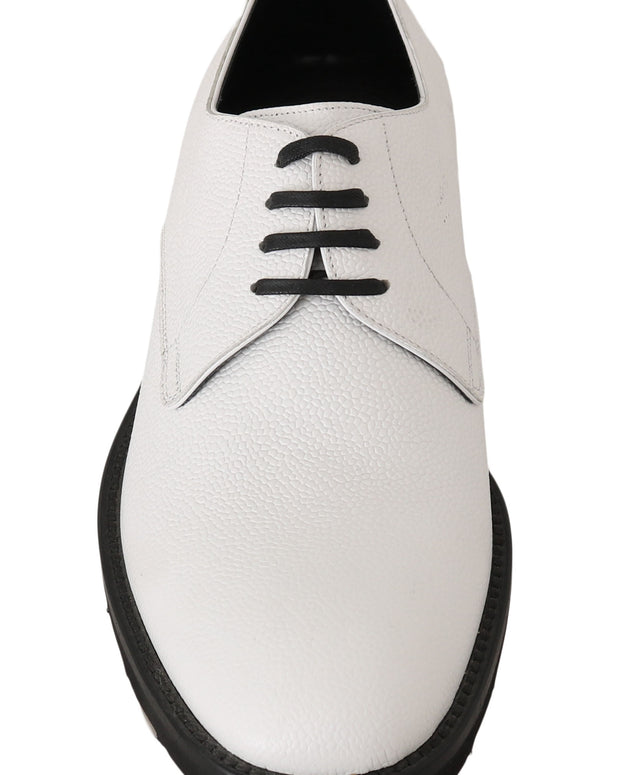 White Leather Derby Dress Formal Shoes