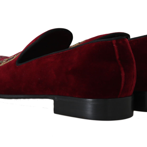 Bordeaux Velvet Sequined Men's Loafers