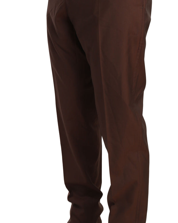Brown Wool Silk Formal Trousers Pants