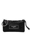 Black Fabric Logo Two Way Clutch Crossbody Bag