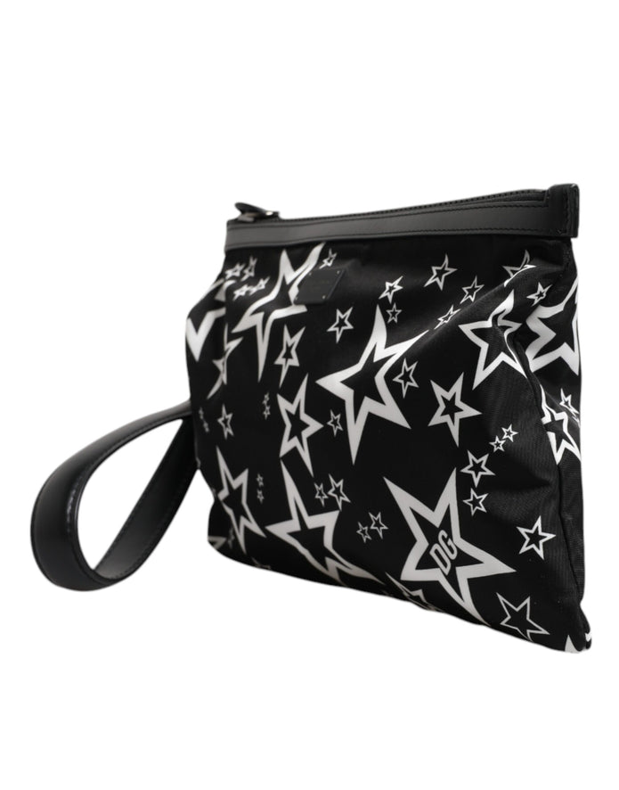 Black White Stars Pattern Clutch Pouch Bag