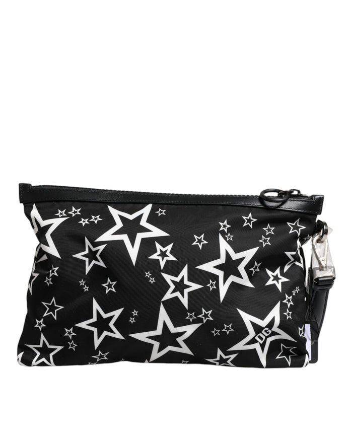 Black White Stars Pattern Clutch Pouch Bag