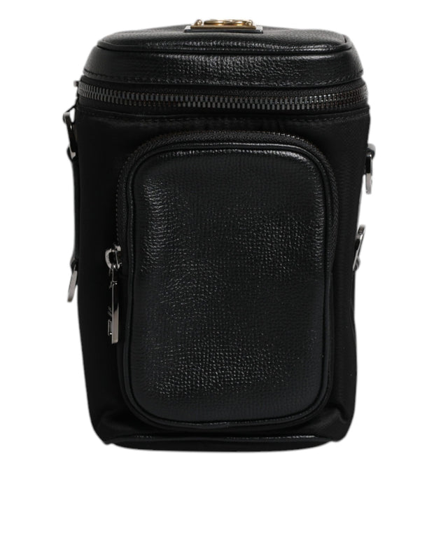 Black Leather Logo Purse Crossbody Camera Bag