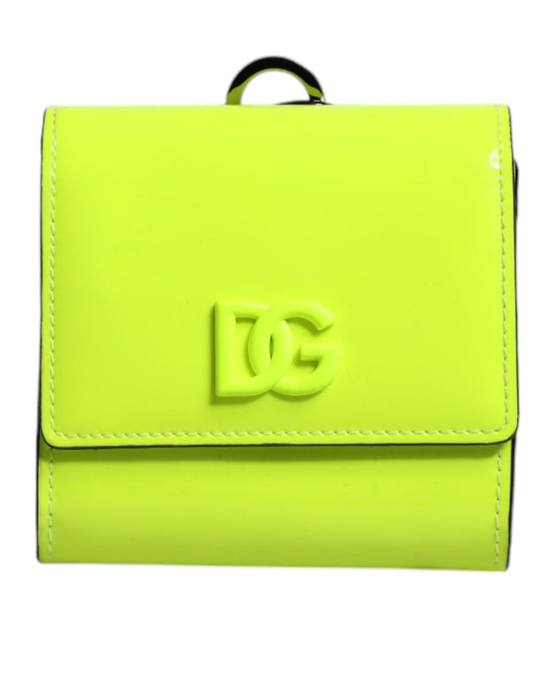 Yellow Green Bifold DG Logo Neck Strap Cardholder Wallet