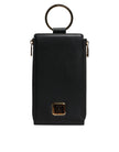 Black Leather Logo Plaque Neck Strap Card Coin Wallet