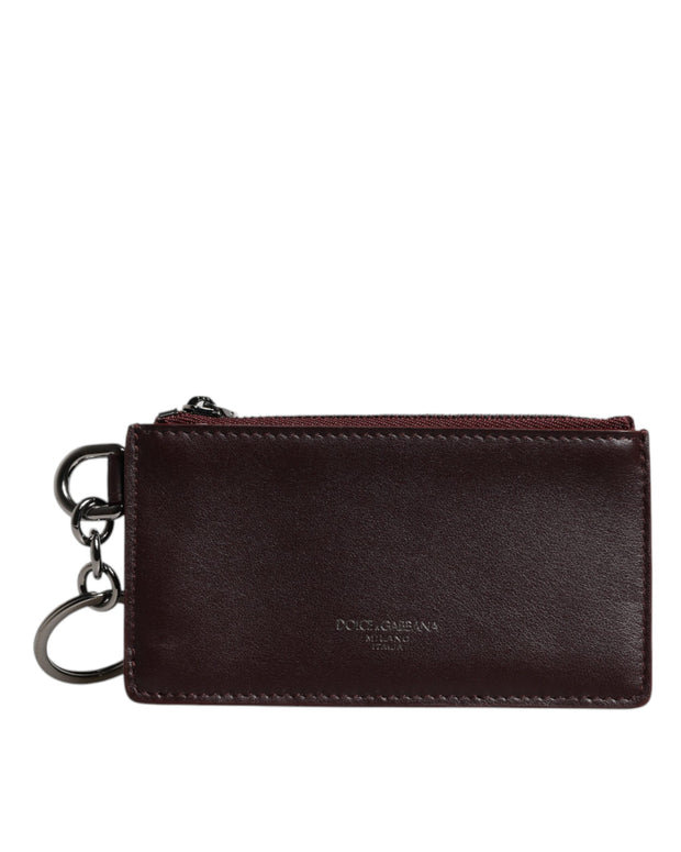 Brown Calfskin Leather DG Logo Card Holder Wallet