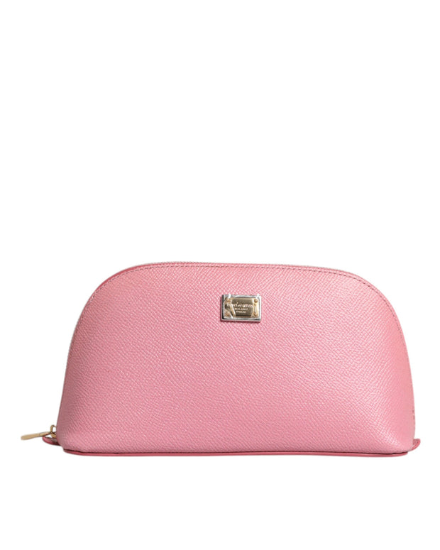 Pink Leather DG Logo Zip Around Hand Purse Pouch Wallet