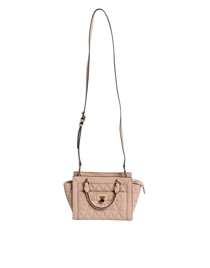 Peach Quilted Leather Logo Crossbody VIVIANNE Messenger Bag