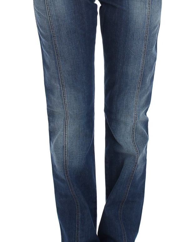 Blue Wash Cotton Stretch Boot Cut Jeans