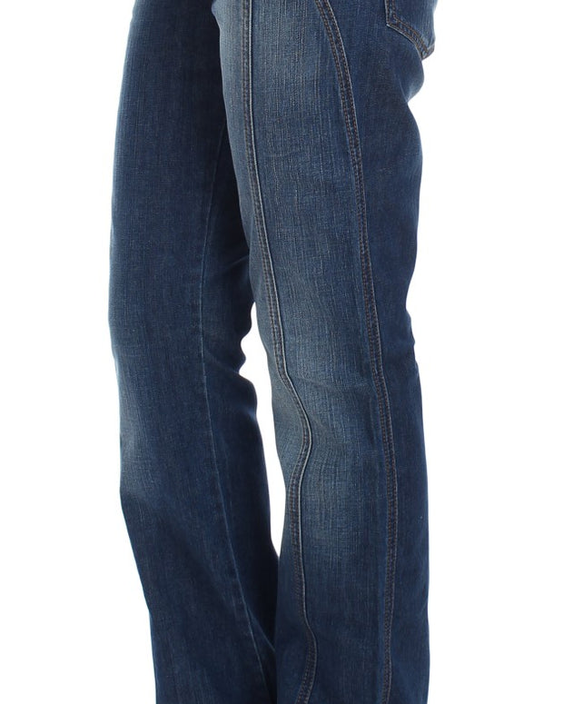 Blue Wash Cotton Stretch Boot Cut Jeans
