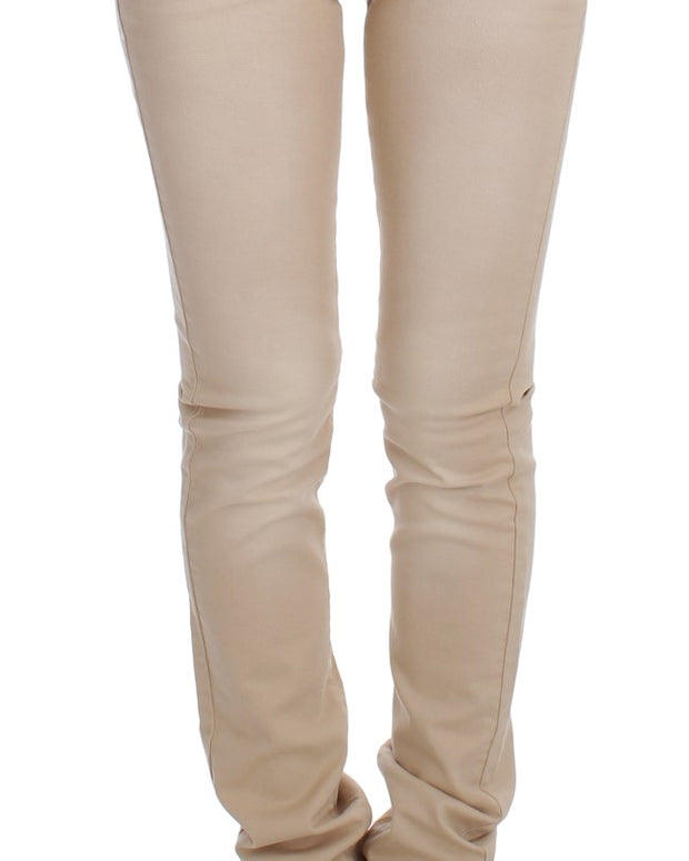 Beige Wash Slim Fit Cotton Stretch Jeans