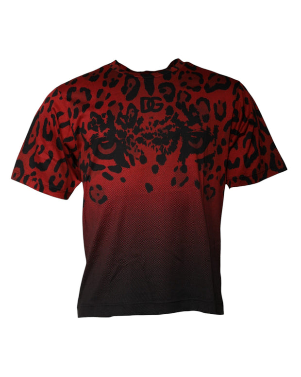 Red Leopard Cotton Short Sleeves T-shirt