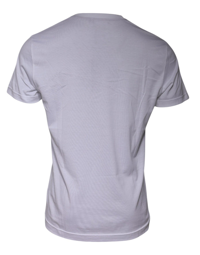 White Logo Print Cotton Crew Neck T-shirt