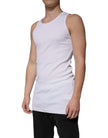 White Cotton Sleeveless Round Neck Tank T-shirt