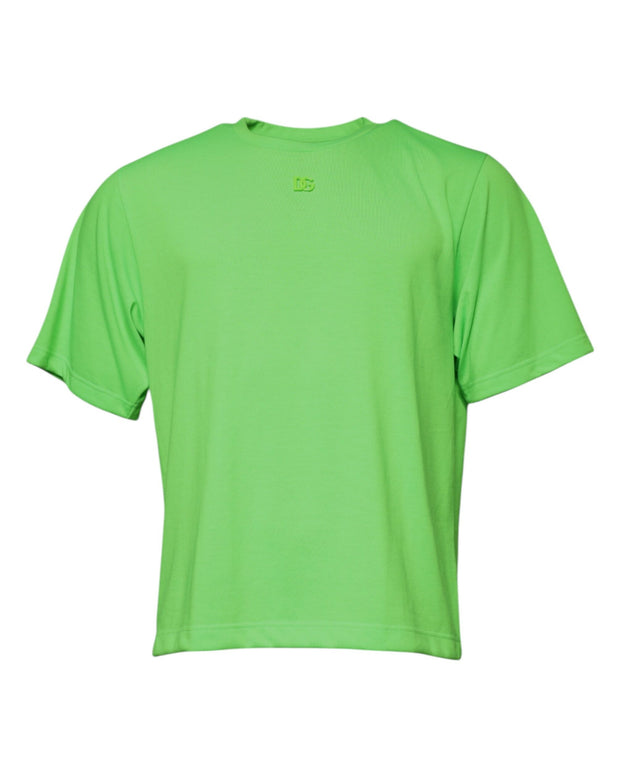Green Logo Polyester Crew Neck T-shirt
