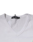 White Logo V-neck Short Sleeve T-shirt