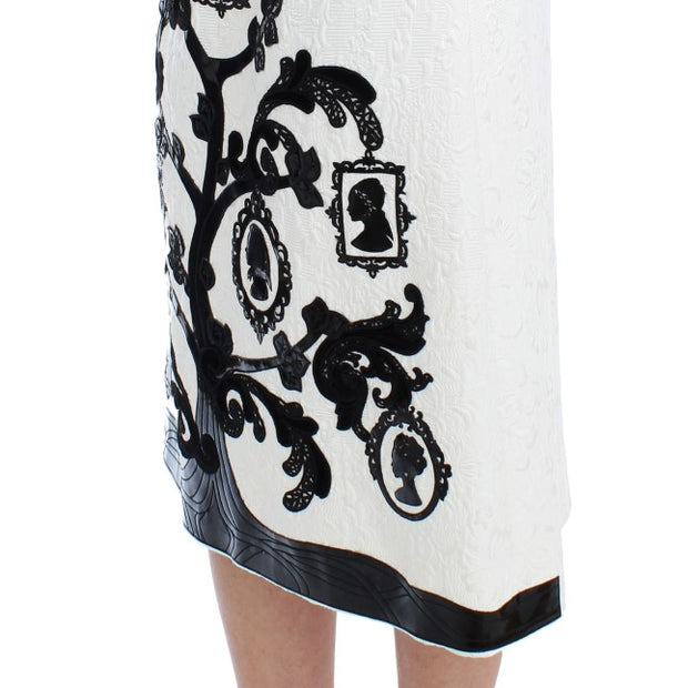 Elegant Floral Brocade High-Waist Skirt