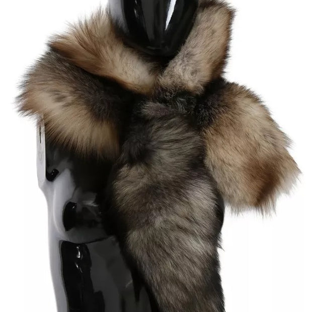 Brown Fox Tail Fur Shawl Neck Wrap Cover Collar Scarf