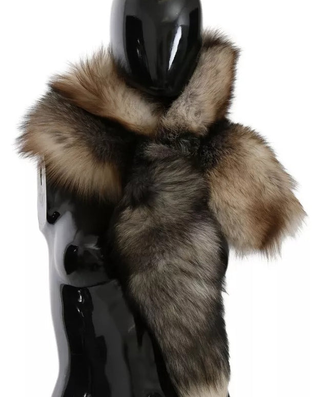 Brown Fox Tail Fur Shawl Neck Wrap Cover Collar Scarf