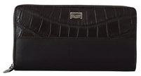 Brown Exotic Leather Zip Around Continental Clutch Wallet