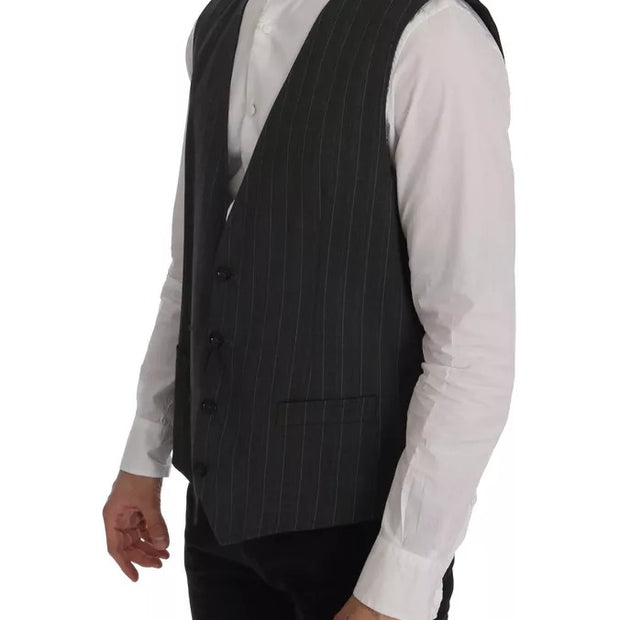 Gray Wool Stretch Gilet Waistcoat Vest