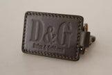 Green Leather D&G Logo Metal Ring Hook Keyring Keychain