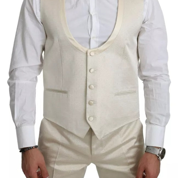 Beige Wool Crème 3 Piece SICILIA Shawl Suit