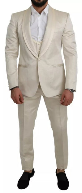 Beige Wool Crème 3 Piece SICILIA Shawl Suit