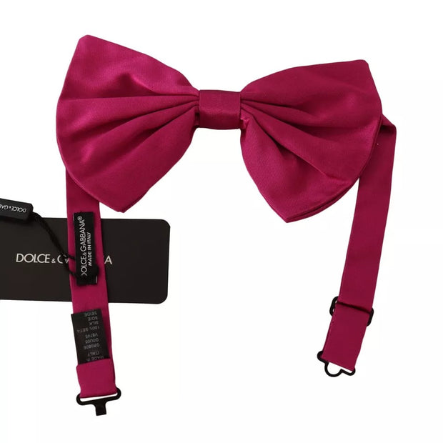 Pink Silk Adjustable Neck Bow Tie Men