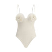 One-piece swimsuit with rose detail