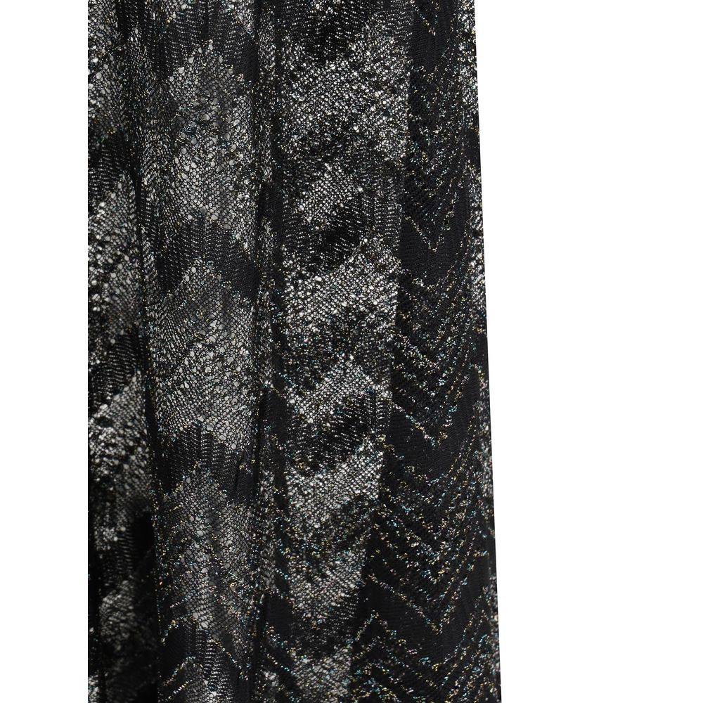 Zig zag-patterned Lamé Pants