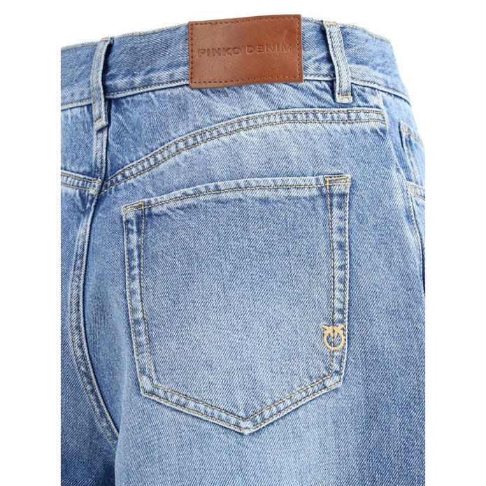 Knee-length denim shorts