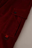 Red Corduroy Cotton Cargo Skinny Pants