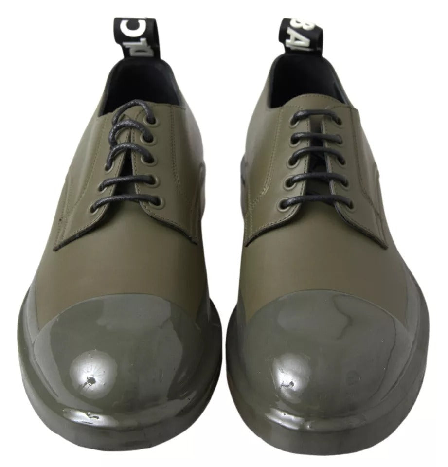 Green Leather Rubber Sole Dress Shoes