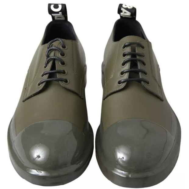 Green Leather Rubber Sole Dress Shoes