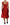 Red A-line Pleated Midi Satin Silk Dress