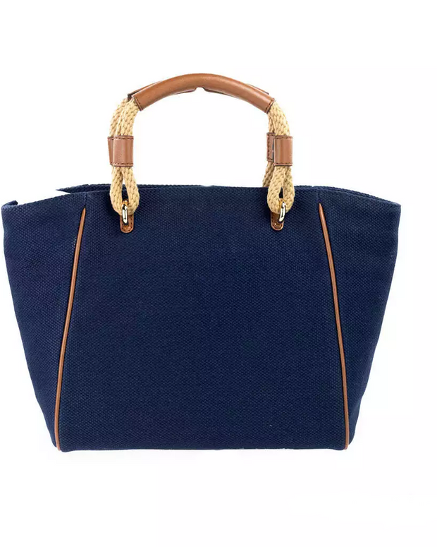 Talia Small Navy Cotton Canvas Tote Crossbody Purse