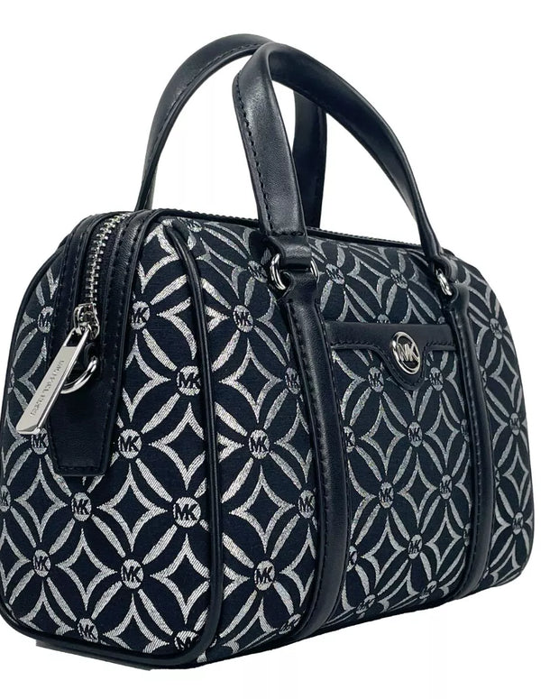 Small Leather Duffle Crossbody Bag Black