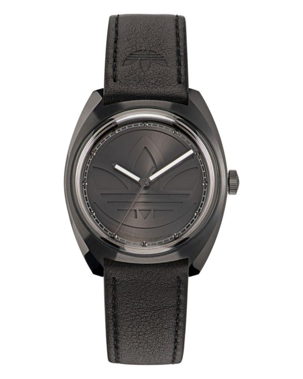 Black Leather Dress Watch