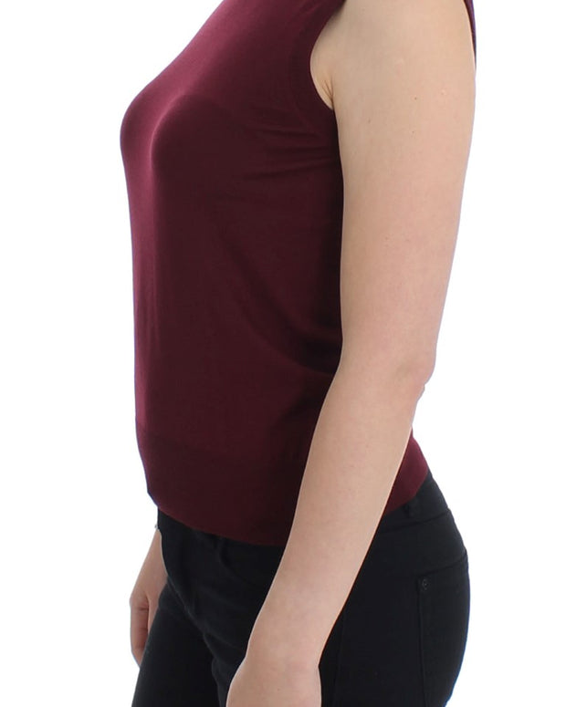 Red Sleeveless Crewneck Vest Pullover