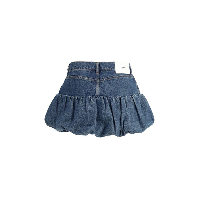 Denim Miniskirt with ruching bottom