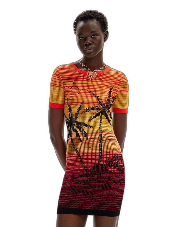 Red Viscose Midi