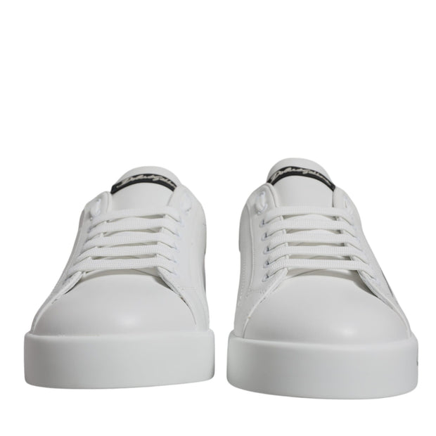 White Black Logo Portofino Sneaker Shoes