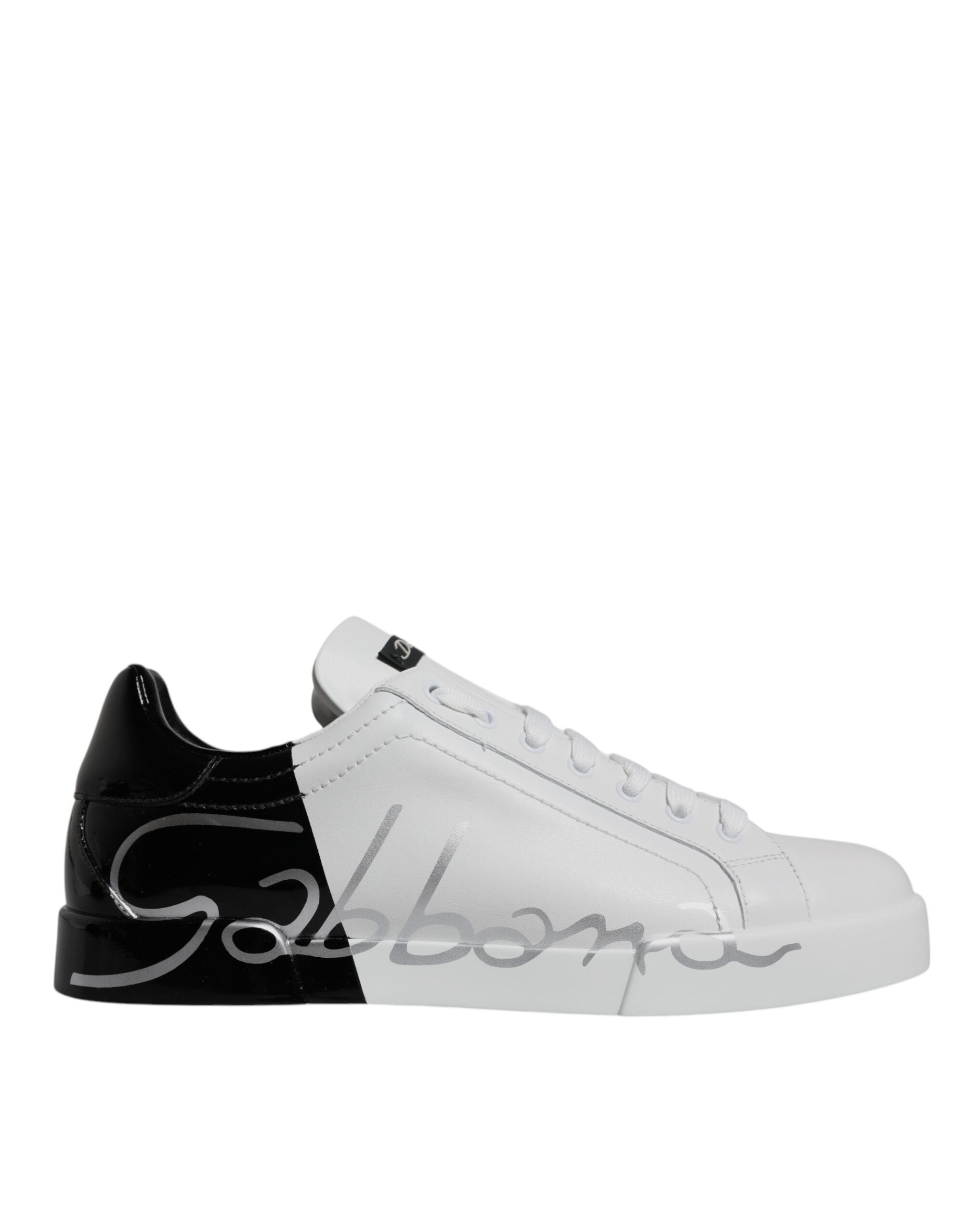 White Black Logo Portofino Sneaker Shoes